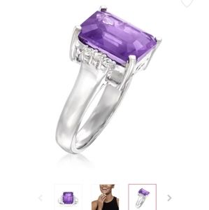 4.40 Carat Amethyst Ring with .10 ct. t.w. White Topaz in Sterling Silver